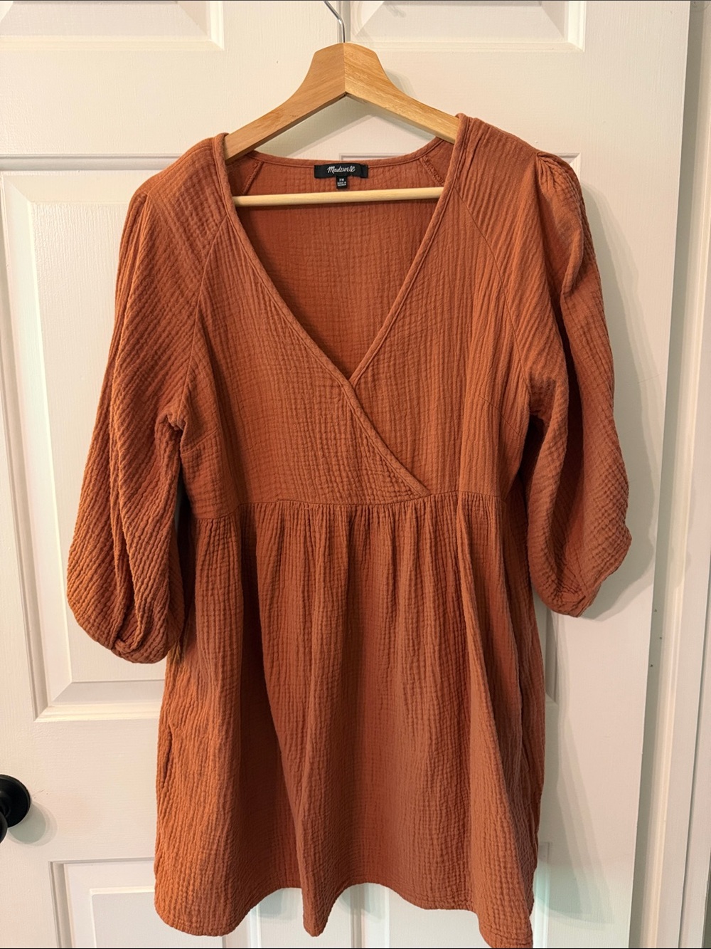 Madewell Burnt Orange Textured Babydoll Dress